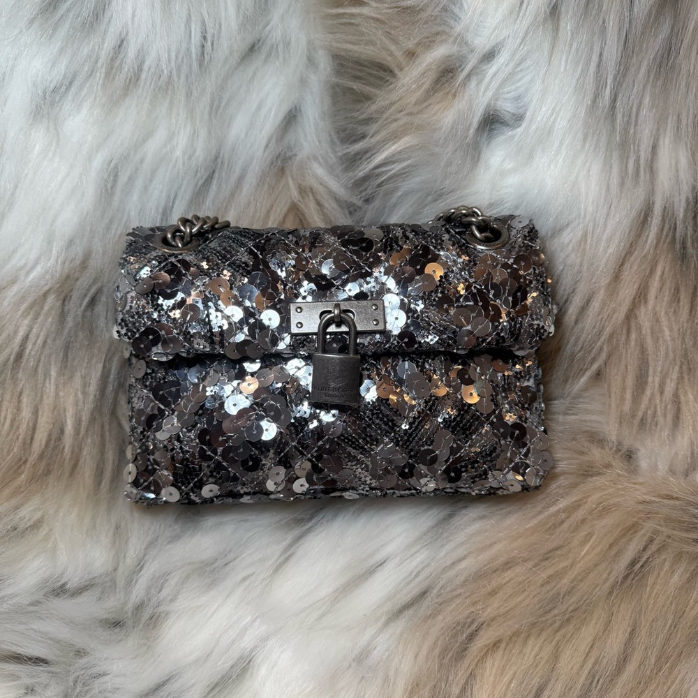 Kurt Geiger Silver Crossbody with Metallic Texture